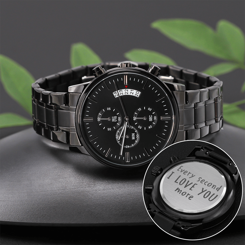 Every Second I Love You More Engraved Chronograph Watch