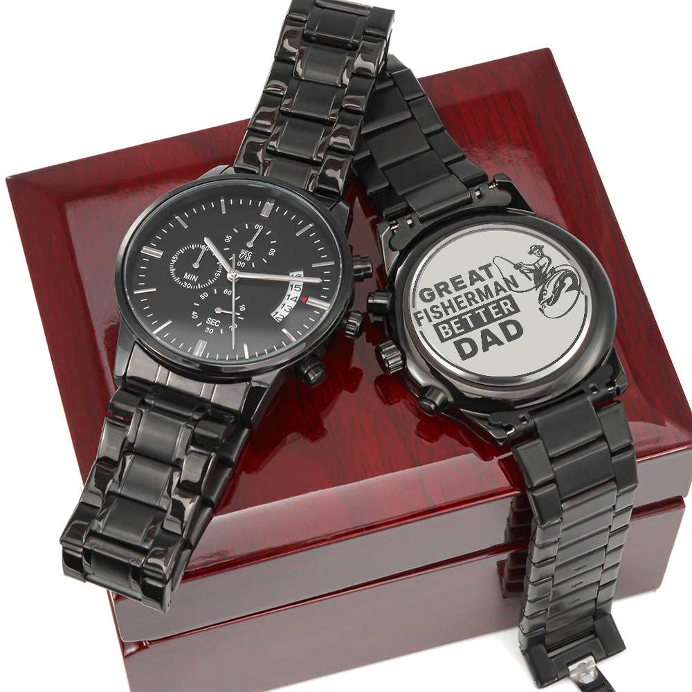 Great Fisherman, Better Dad Engraved Chronograph Watch