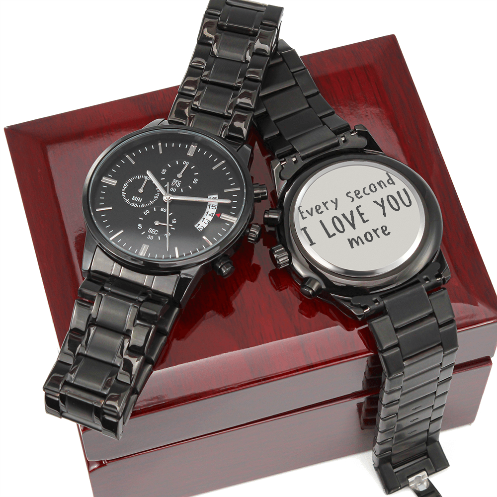 Every Second I Love You More Engraved Chronograph Watch