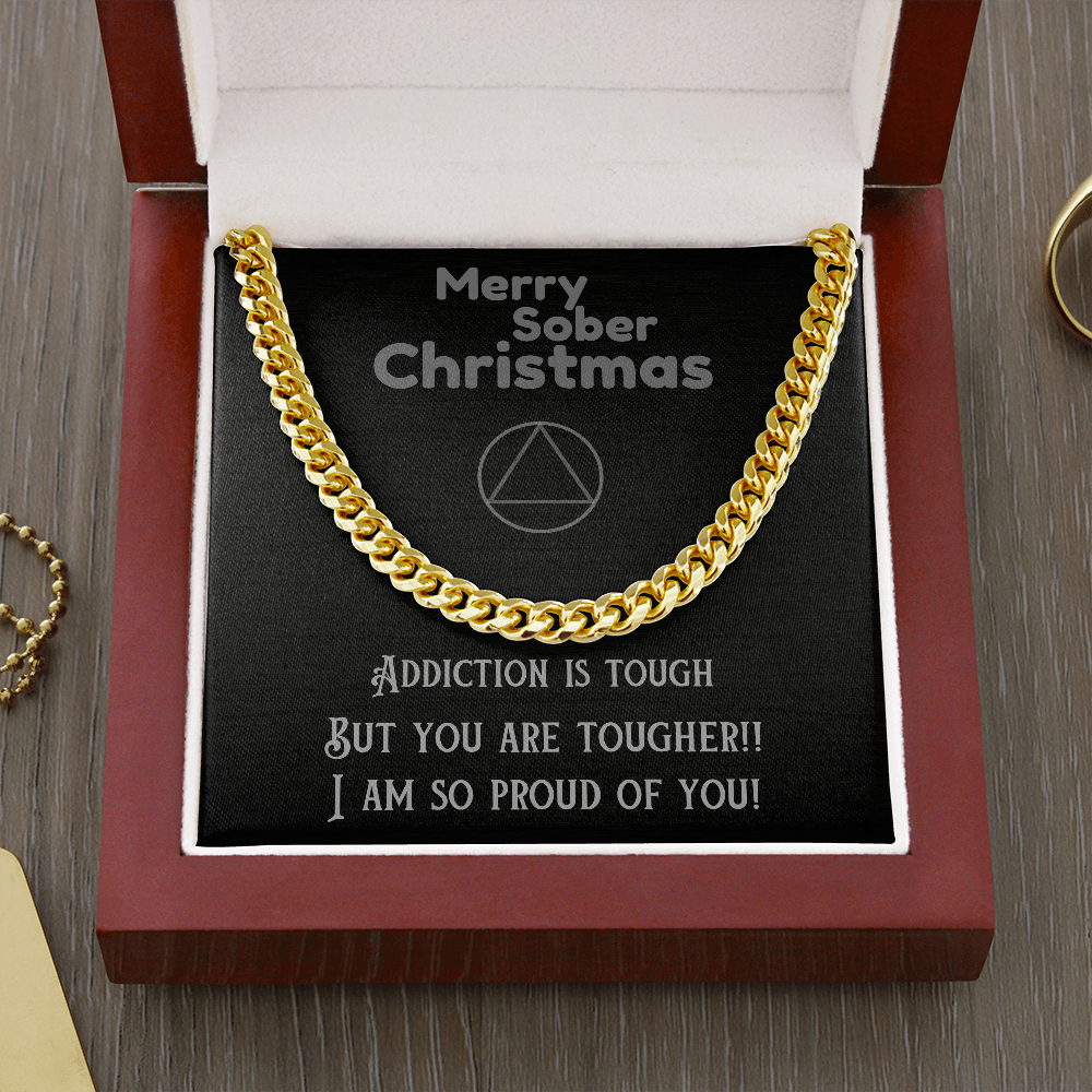 Gold-tone Cuban link chain necklace with thick interlocking links