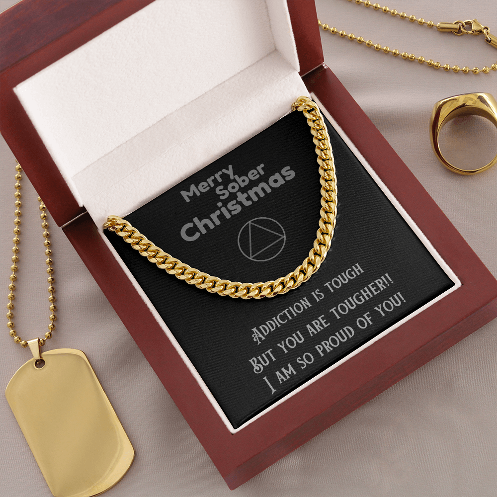 Gold-tone Cuban link chain necklace with tag pendant