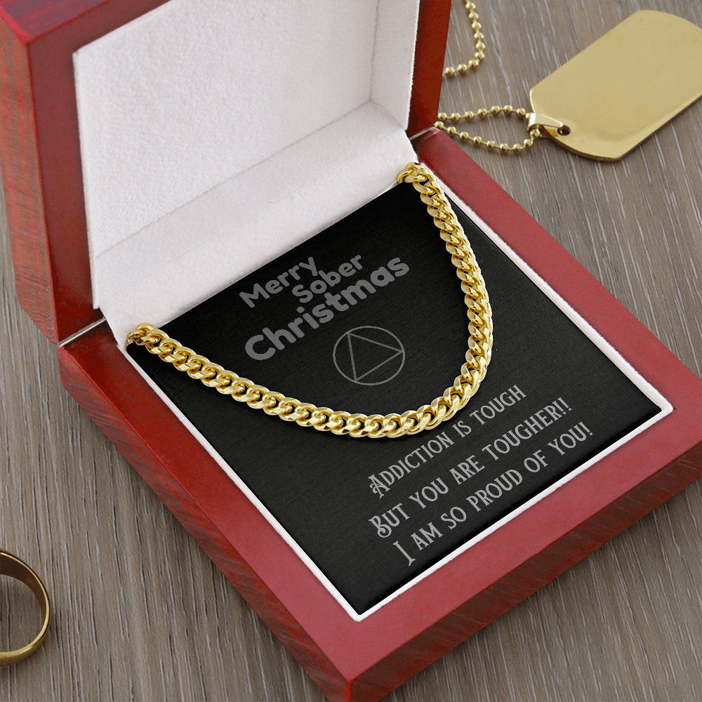Gold-tone Cuban link chain necklace with thick interlocking links
