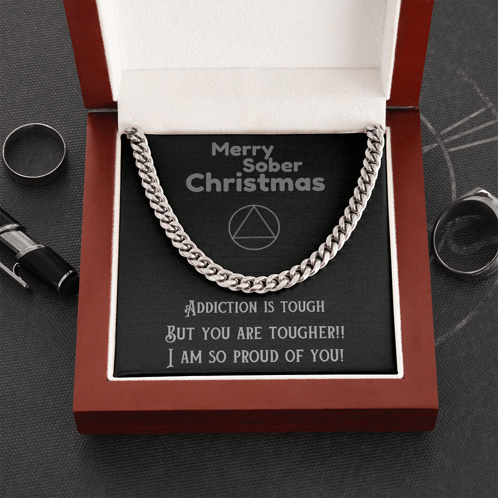 Stainless steel Cuban link chain necklace with thick interlocking links