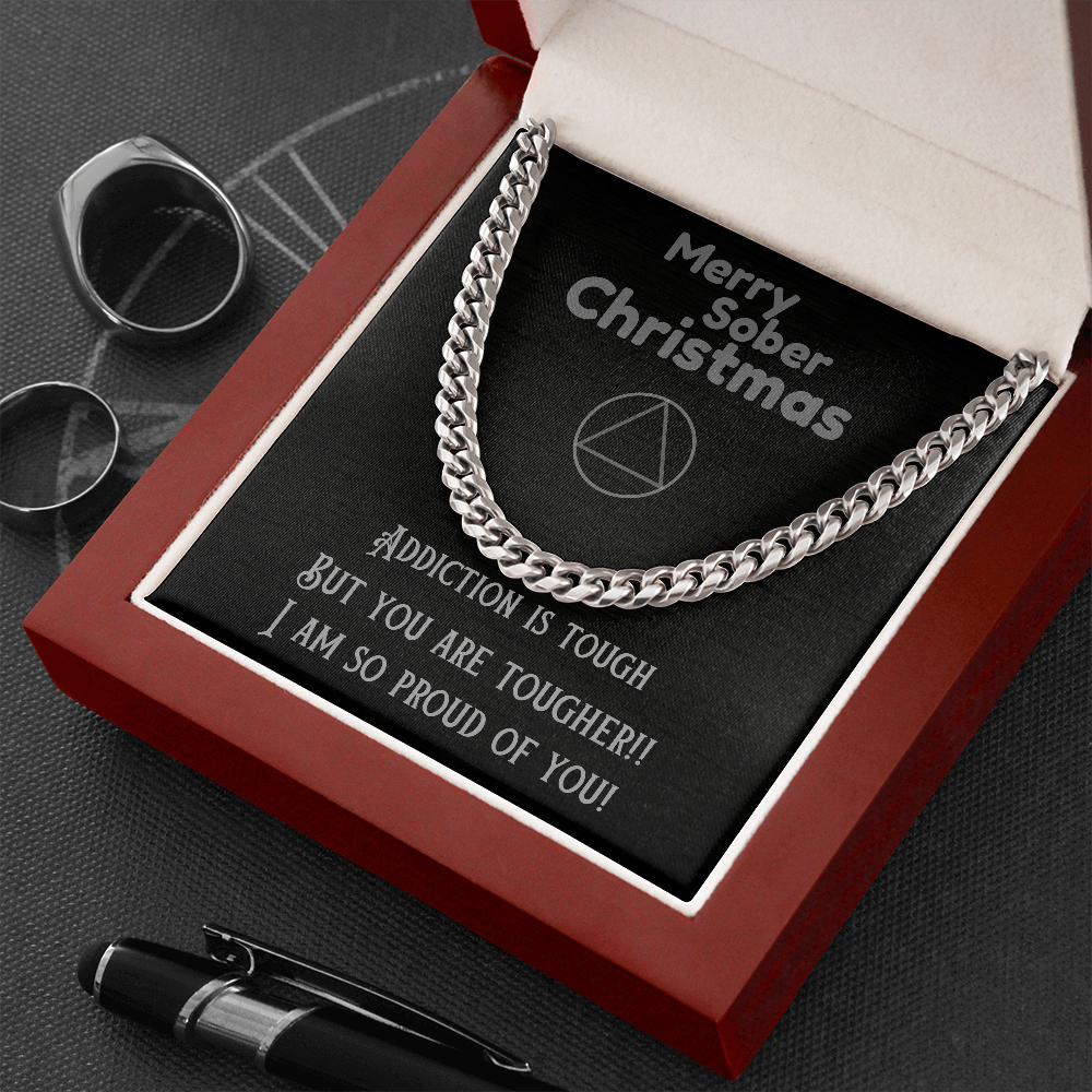 Stainless steel Cuban link chain necklace with thick interlocking links