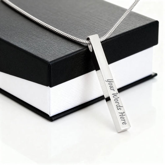 Personalized 4-Sided Engraved Bar Necklace