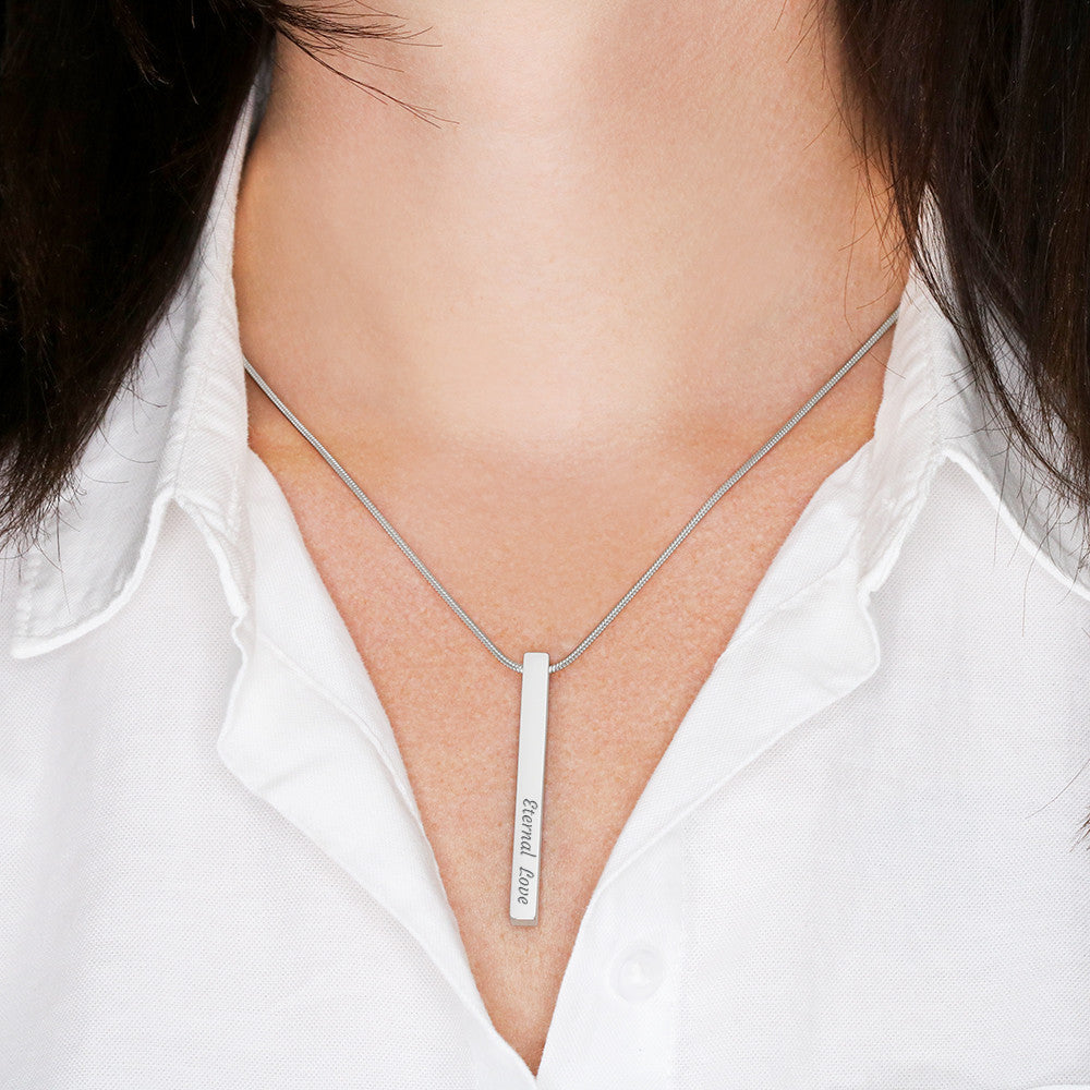 Personalized 4-Sided Engraved Bar Necklace