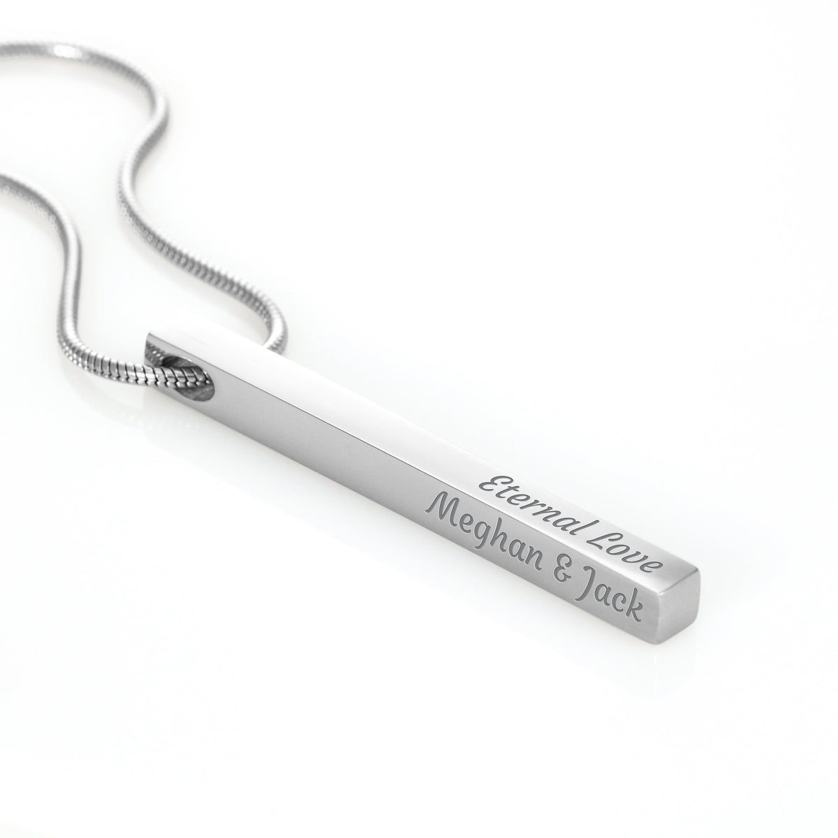 Personalized 4-Sided Engraved Bar Necklace