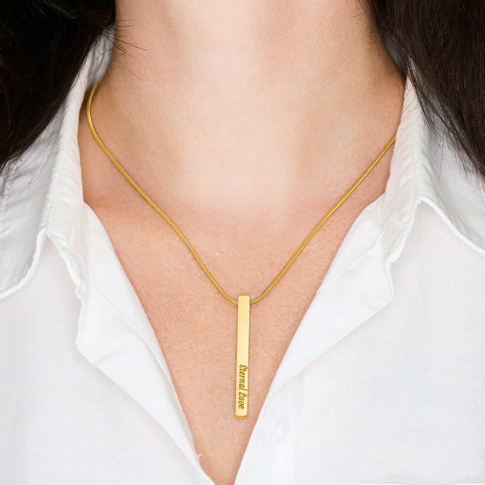 Personalized 4-Sided Engraved Bar Necklace