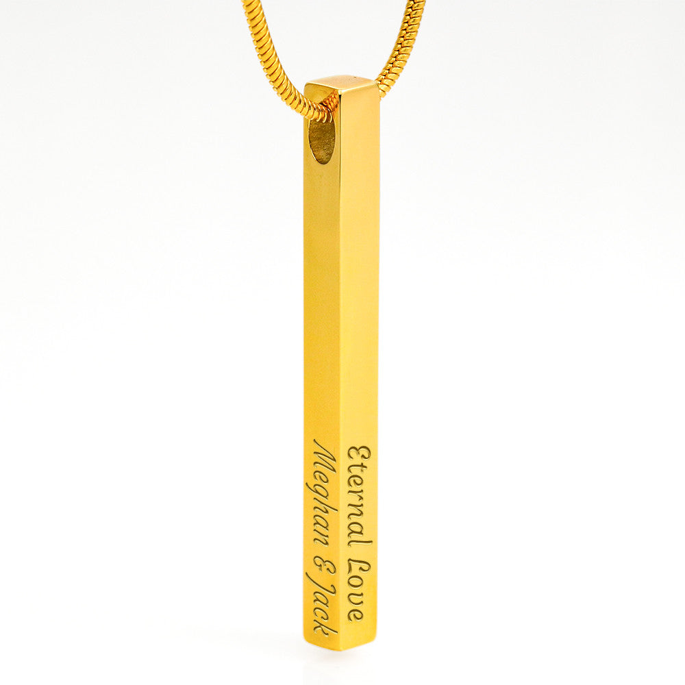 Personalized 4-Sided Engraved Bar Necklace