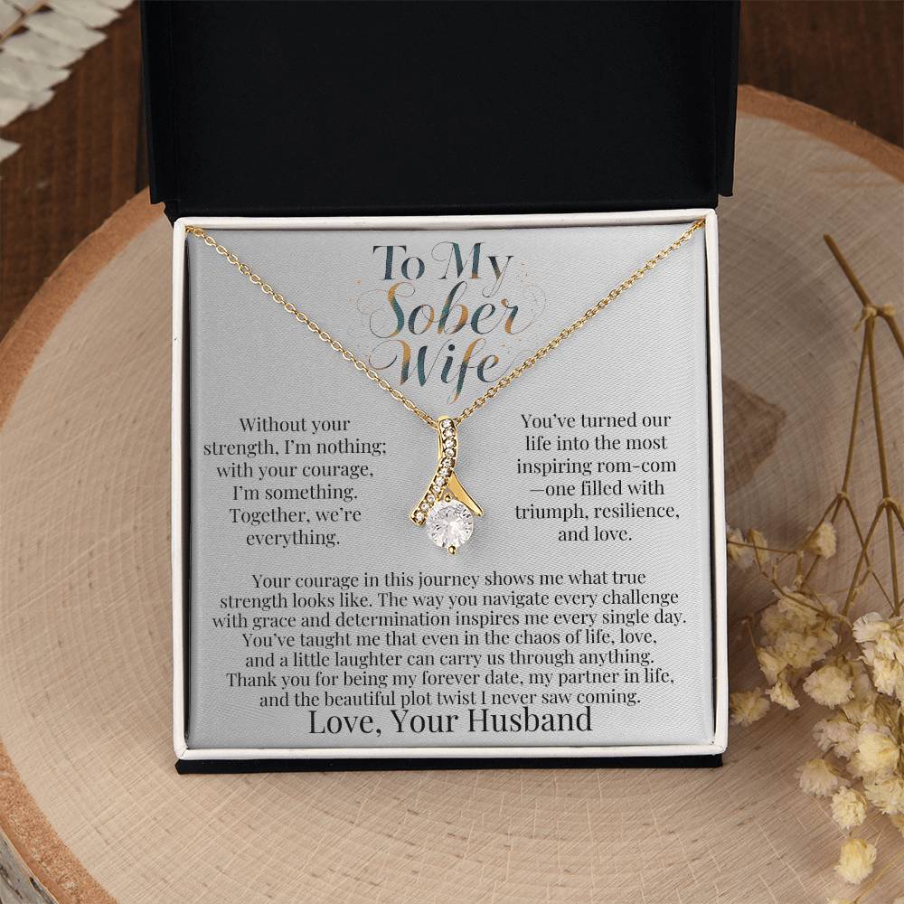 Gold-tone teardrop pendant necklace in white gift box