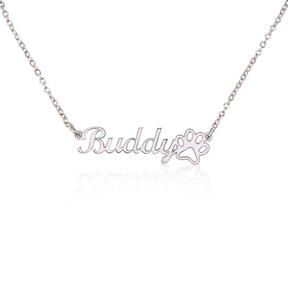 Paw Print Name Necklace – Custom Pet Lover Gift