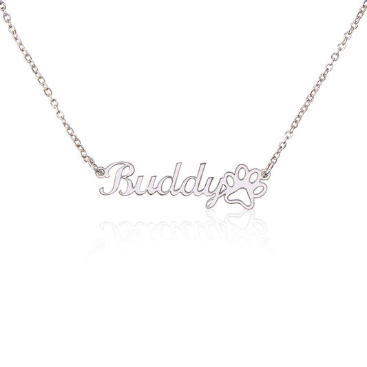 Paw Print Name Necklace – Custom Pet Lover Gift