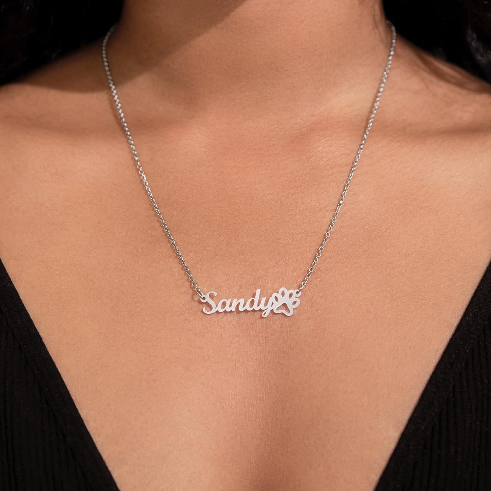 Paw Print Name Necklace – Custom Pet Lover Gift