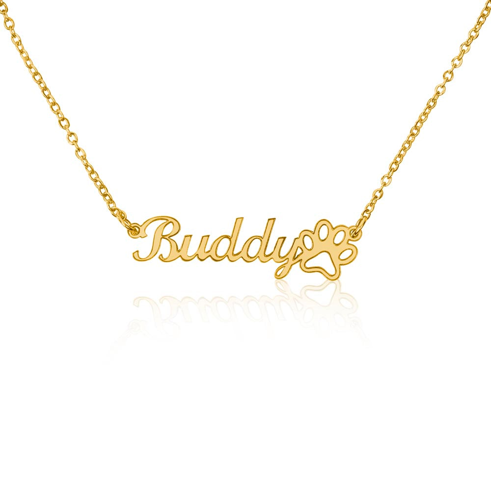 Paw Print Name Necklace – Custom Pet Lover Gift
