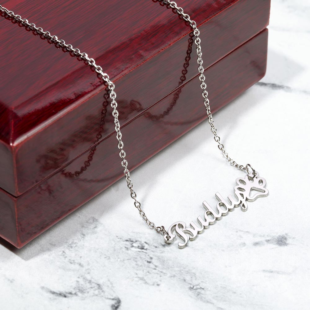 Paw Print Name Necklace – Custom Pet Lover Gift