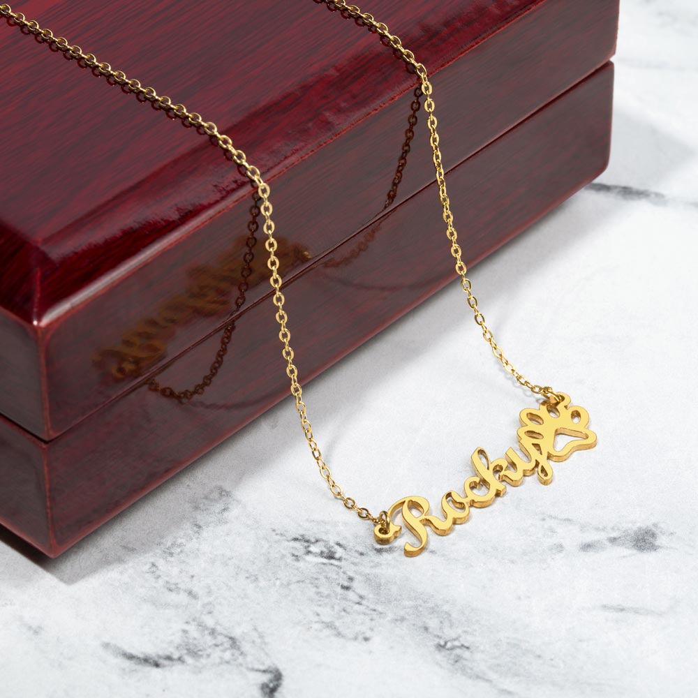 Paw Print Name Necklace – Custom Pet Lover Gift