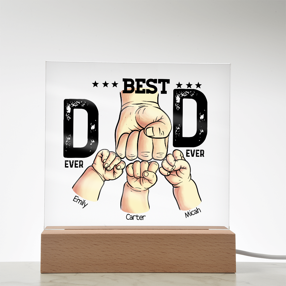 Best Dad Ever Personalized Kids Fist Bump LED Acrylic Plaque