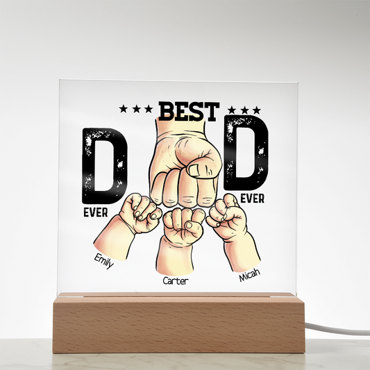 Best Dad Ever Personalized Kids Fist Bump LED Acrylic Plaque