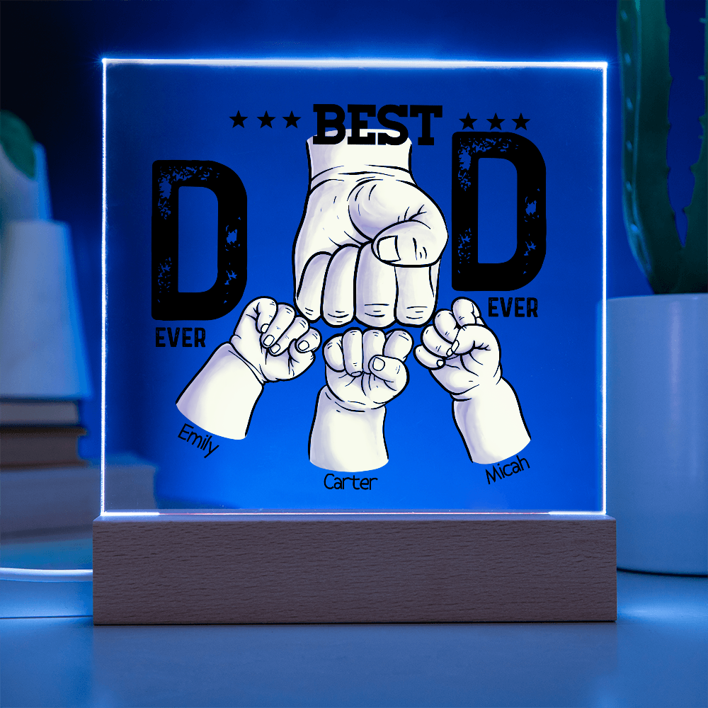 Best Dad Ever Personalized Kids Fist Bump LED Acrylic Plaque