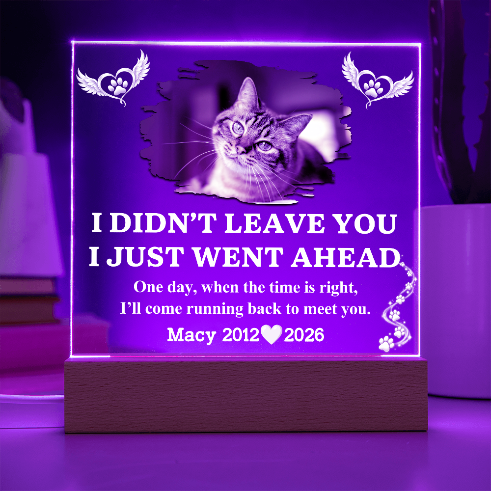 Pet Memorial Acrylic LED Plaque with Photo, Name & Dates