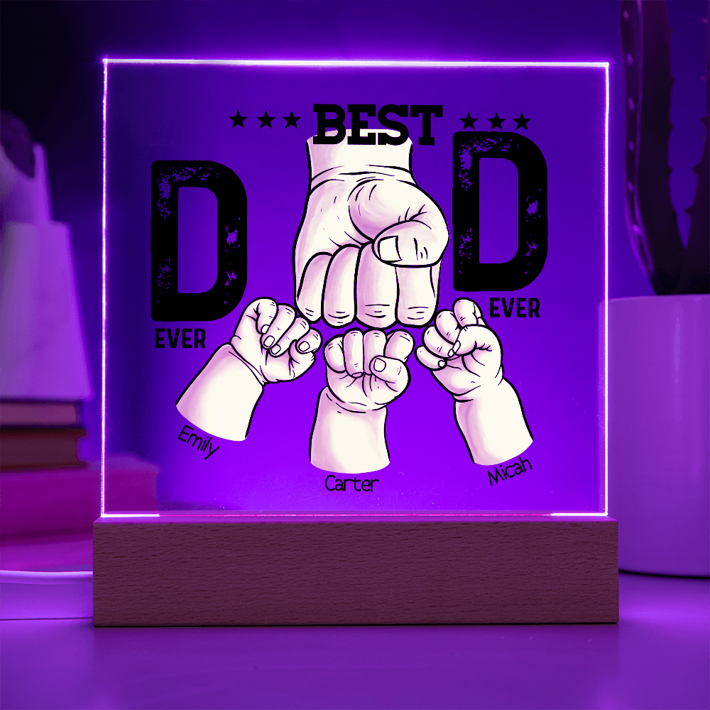 Best Dad Ever Personalized Kids Fist Bump LED Acrylic Plaque