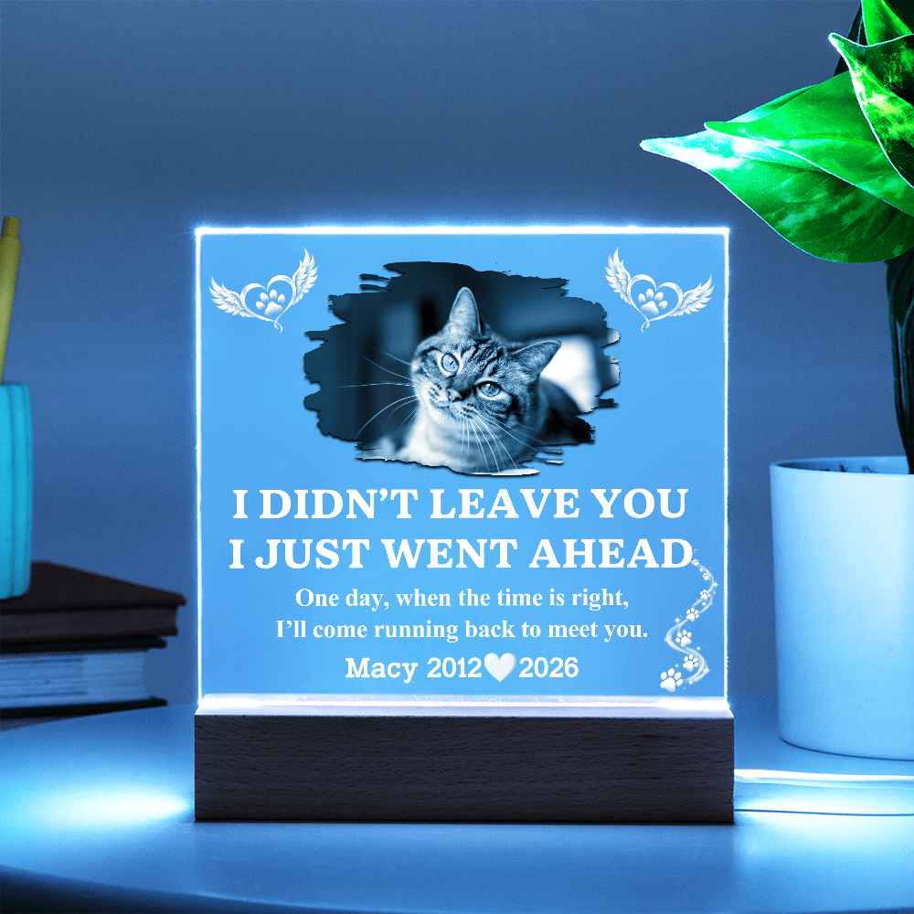 Pet Memorial Acrylic LED Plaque with Photo, Name & Dates