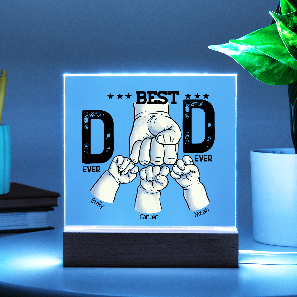 Best Dad Ever Personalized Kids Fist Bump LED Acrylic Plaque