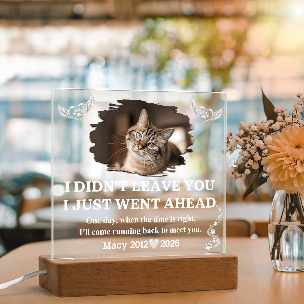 Pet Memorial Acrylic LED Plaque with Photo, Name & Dates