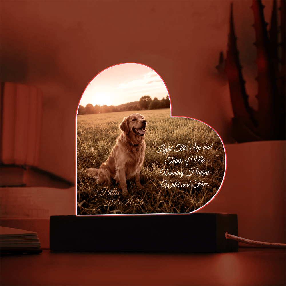 Personalized Pet Memorial Heart LED Plaque