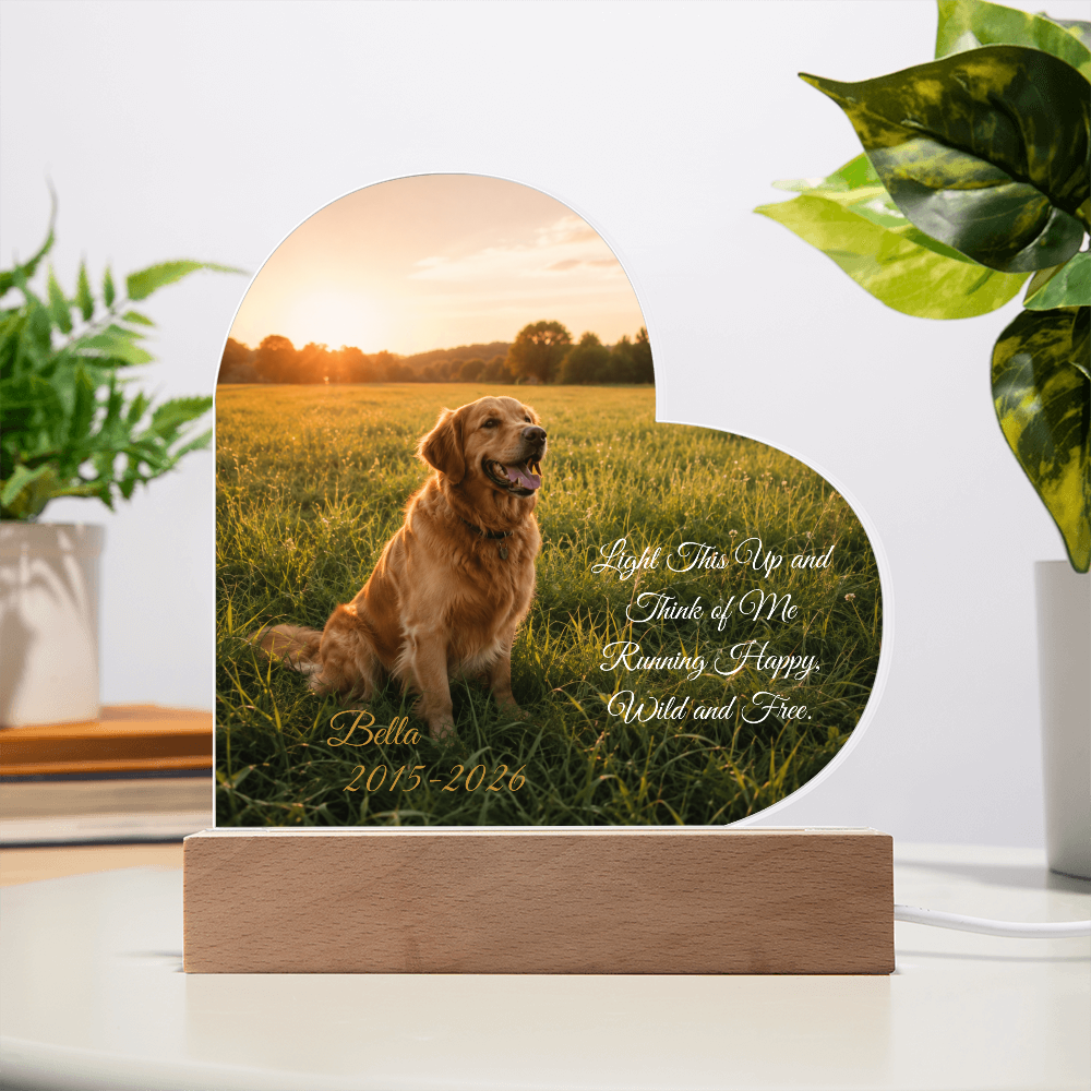 Personalized Pet Memorial Heart LED Plaque