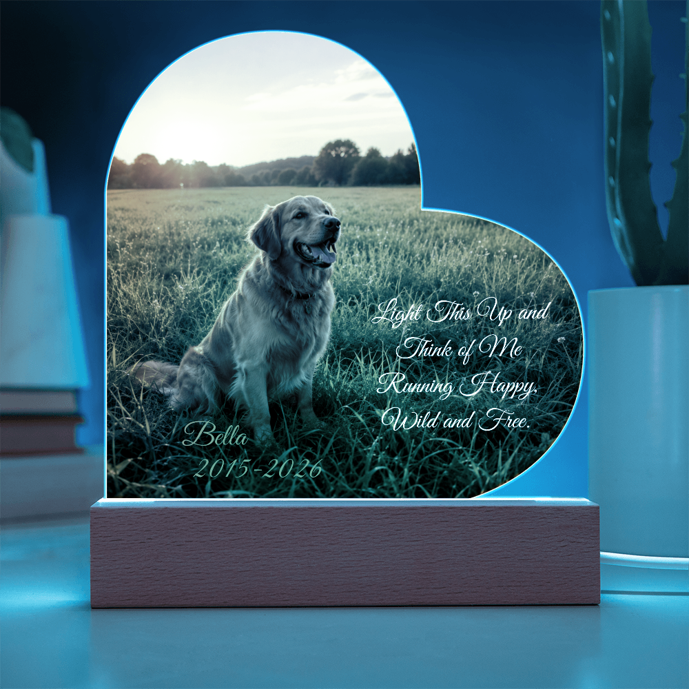 Personalized Pet Memorial Heart LED Plaque