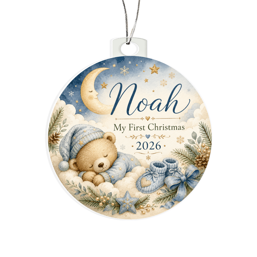 Baby Boy's First Christmas Personalized Ornament – Custom Name & Year Keepsake