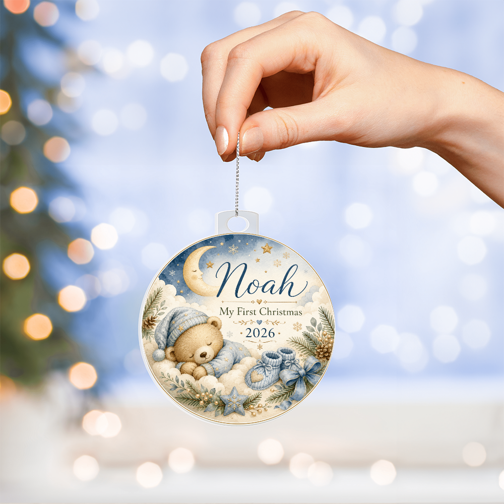 Baby Boy's First Christmas Personalized Ornament – Custom Name & Year Keepsake