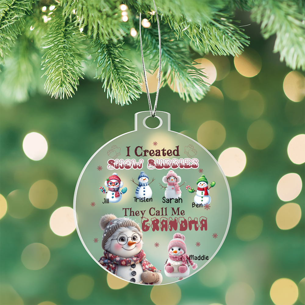 Grandma's Snow Buddies Personalized Grandkids Christmas Ornament