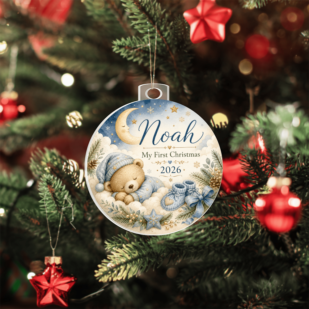 Baby Boy's First Christmas Personalized Ornament – Custom Name & Year Keepsake