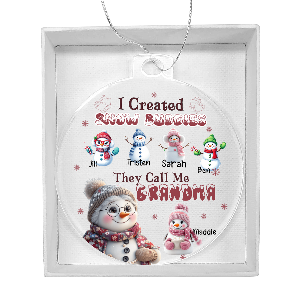 Grandma's Snow Buddies Personalized Grandkids Christmas Ornament