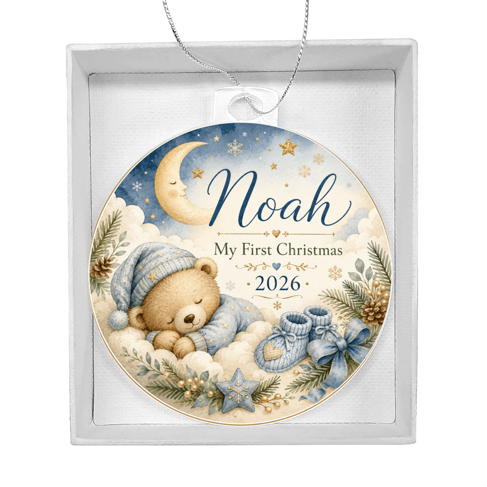 Baby Boy's First Christmas Personalized Ornament – Custom Name & Year Keepsake