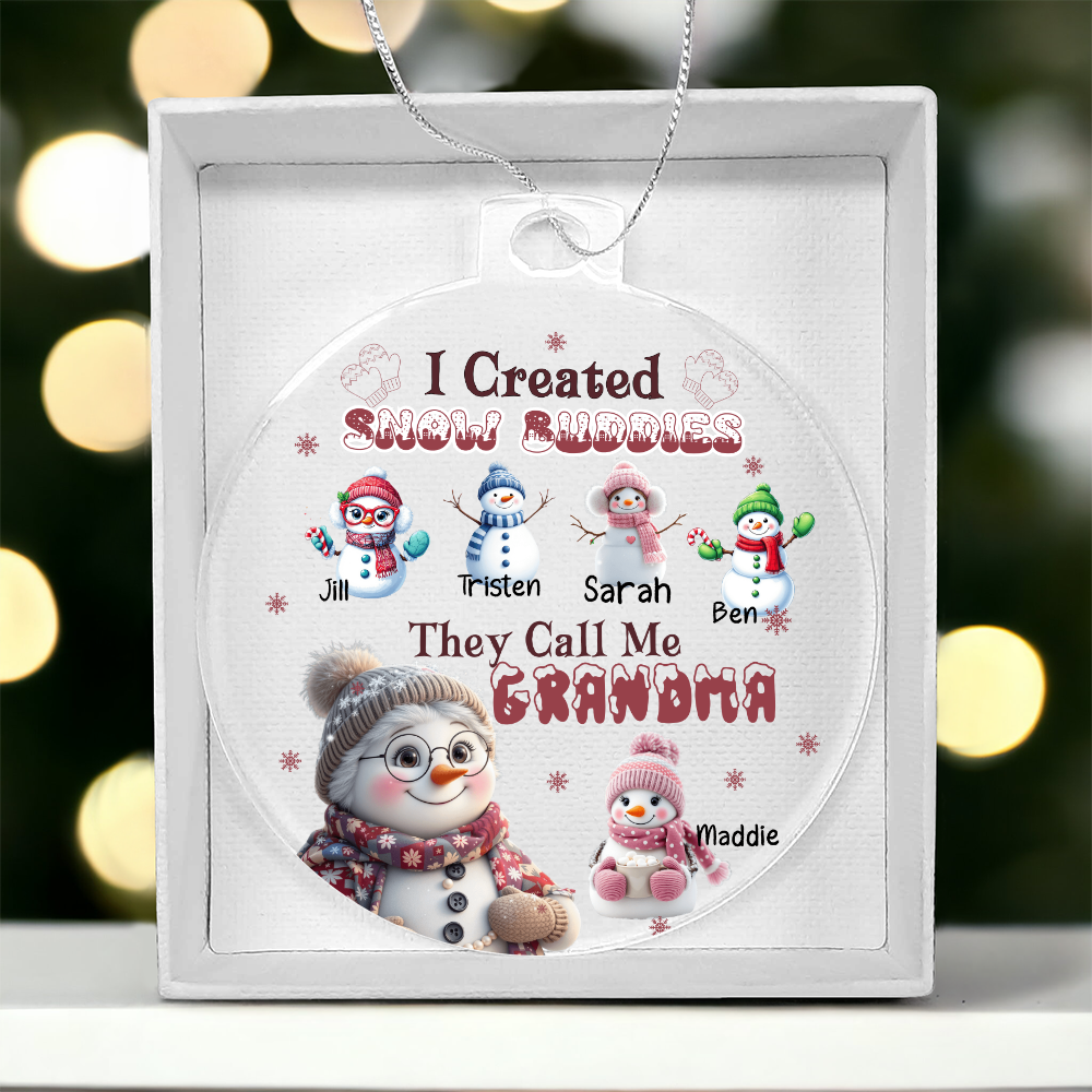 Grandma's Snow Buddies Personalized Grandkids Christmas Ornament