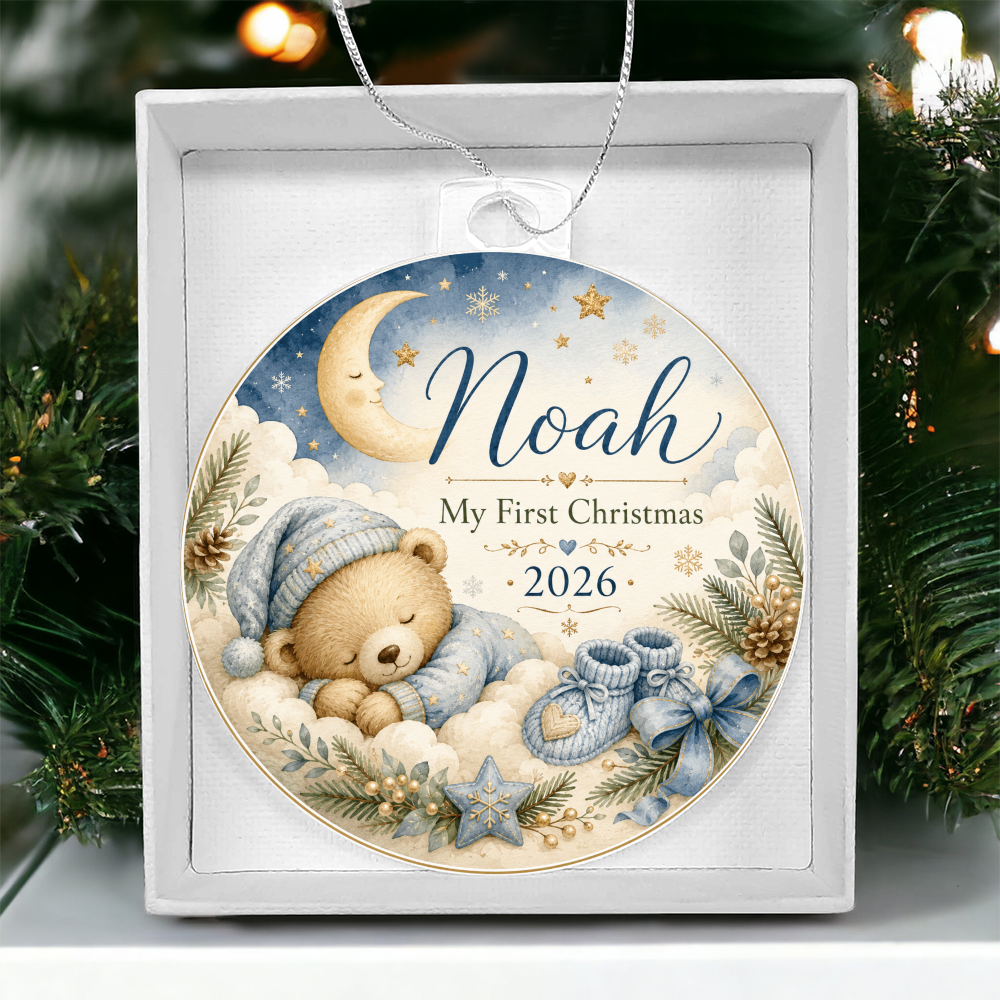 Baby Boy's First Christmas Personalized Ornament – Custom Name & Year Keepsake