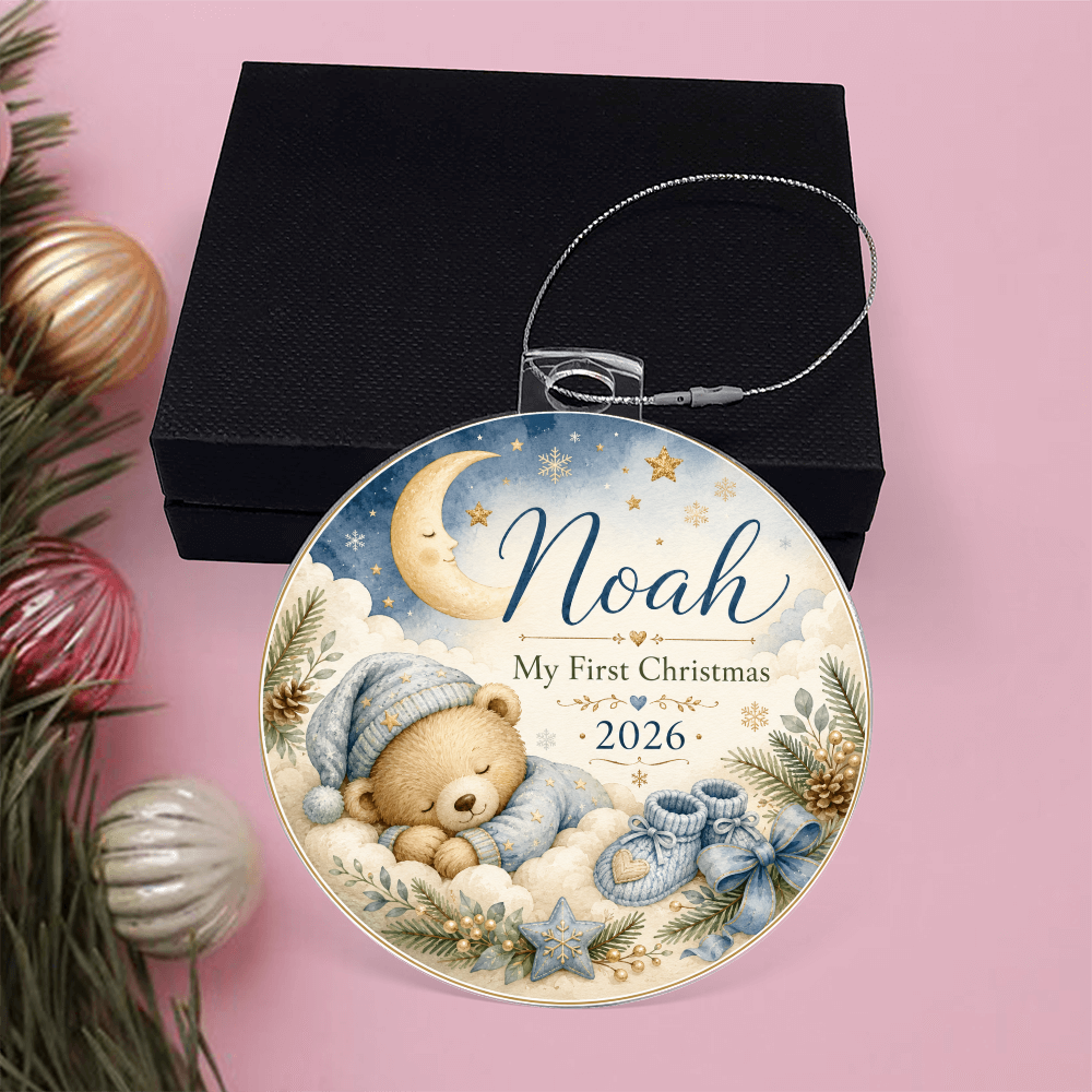 Baby Boy's First Christmas Personalized Ornament – Custom Name & Year Keepsake