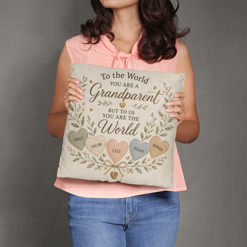 To the World You Are a Grandparent Personalized Grandchildren Pillow