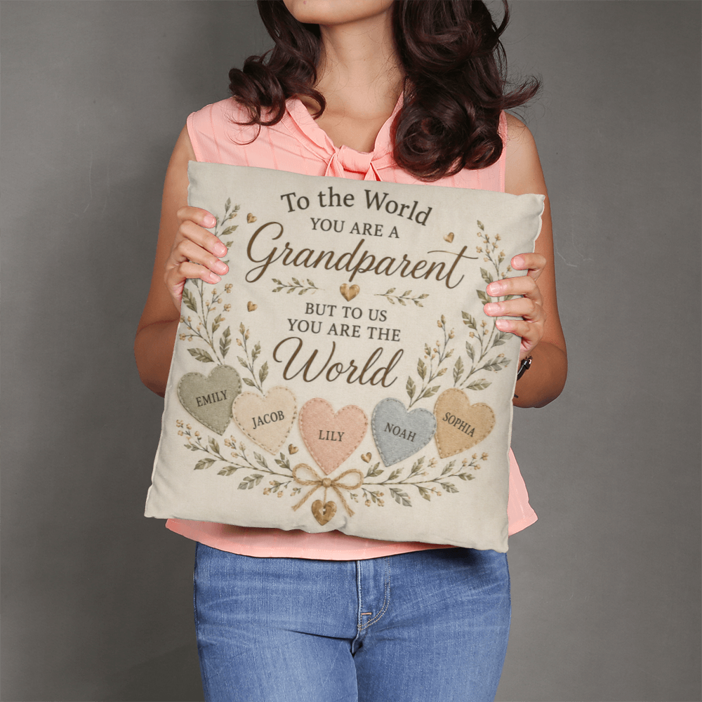 To the World You Are a Grandparent Personalized Grandchildren Pillow