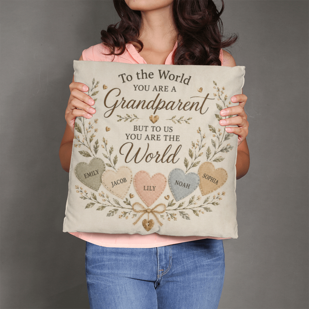 To the World You Are a Grandparent Personalized Grandchildren Pillow