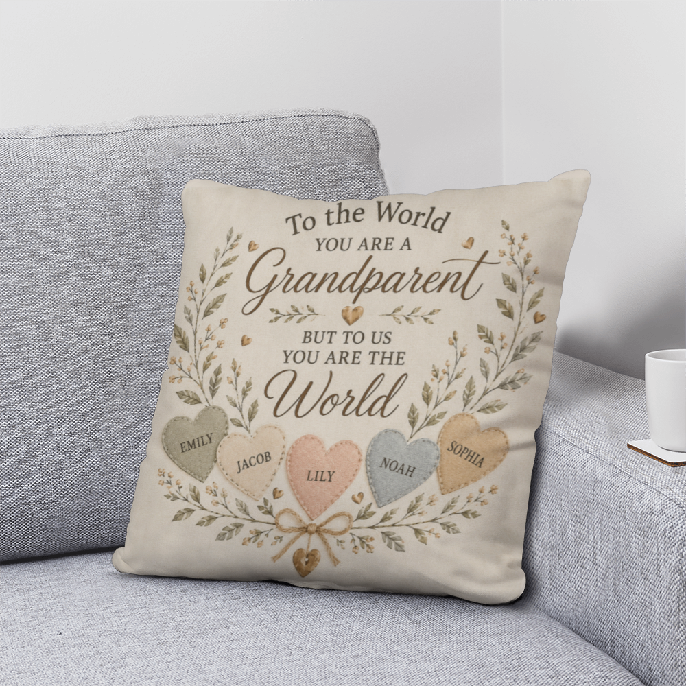 To the World You Are a Grandparent Personalized Grandchildren Pillow