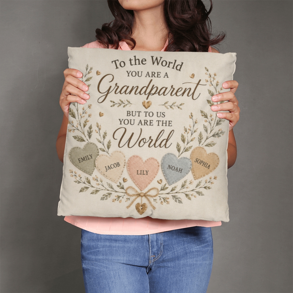 To the World You Are a Grandparent Personalized Grandchildren Pillow