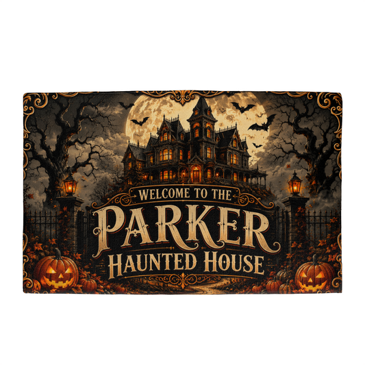 Personalized Haunted House Halloween Welcome Mat