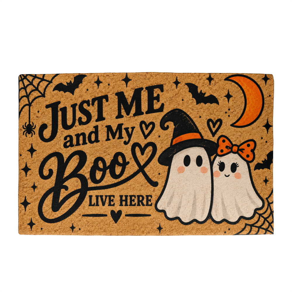 Just Me and My Boos Halloween Welcome Mat – Cute Ghost Doormat
