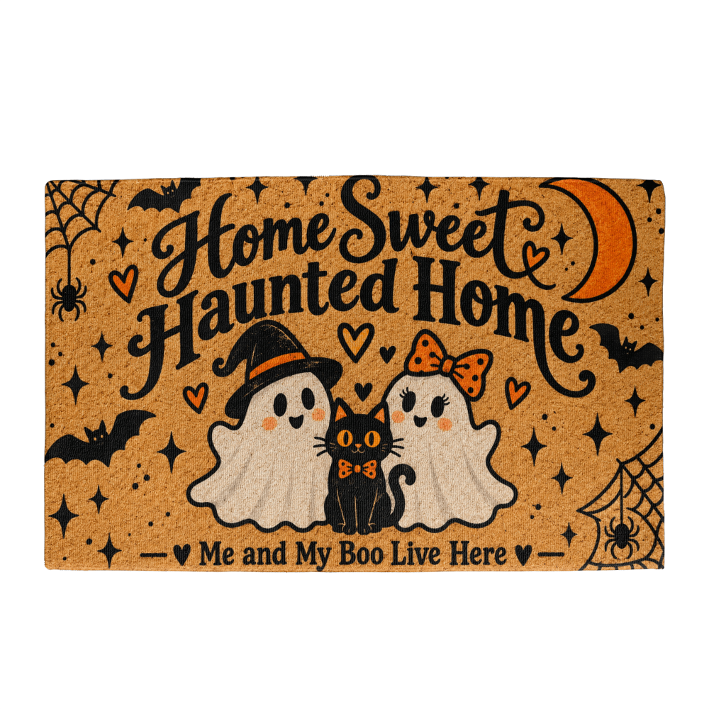Home Sweet Haunted Home Welcome Mat – Me and My Boo Halloween Doormat