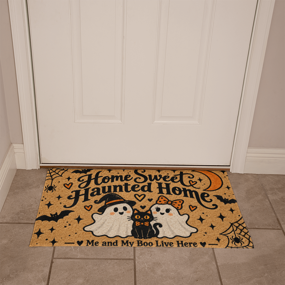 Home Sweet Haunted Home Welcome Mat – Me and My Boo Halloween Doormat