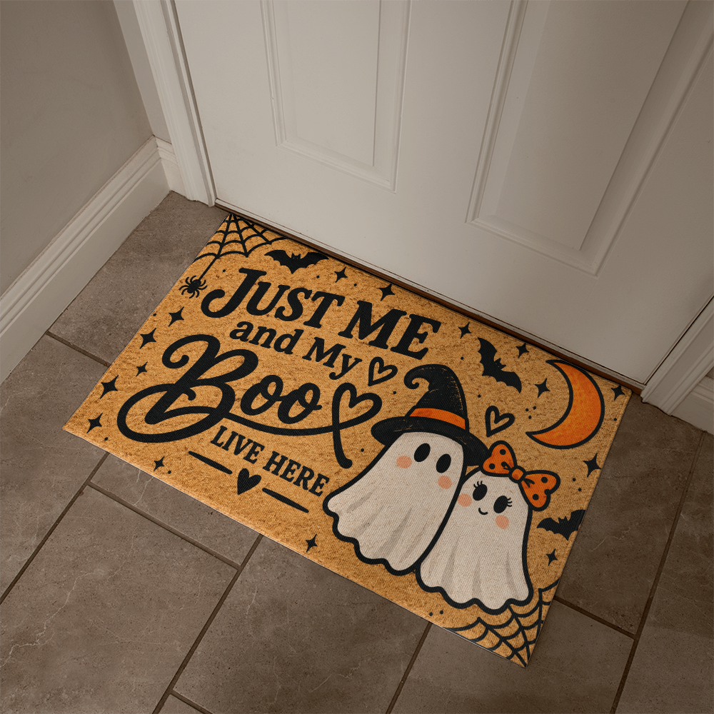 Just Me and My Boos Halloween Welcome Mat – Cute Ghost Doormat